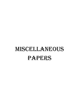 Miscellaneous Papers