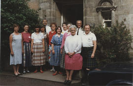 Photograph of a Preliminary class being taught by Mina Corson accompanied by pianist Miss Kinghorn