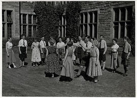 Photograph of  Miss Jarvis, teaching an outdoor class, at Summer School