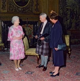 Photograph of HM Queen with Elspeth Gray and Alan Macpherson