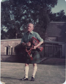 Photographs of Bobby Watson playing electronic bagpipes