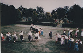 Photograph of dancing outside at Hepburn Hall, St Andrews