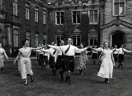 Photograph of a group set dancing, taken outside