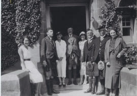 Photograph of a group outside University Hall