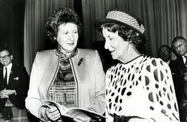 Photograph of Joan Moore and Muriel Gibson at the AGM, 1988