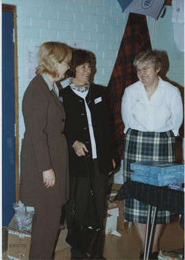 Photograph of Linda Bates, June Dick and Eileen Watt at the AGM, 2001