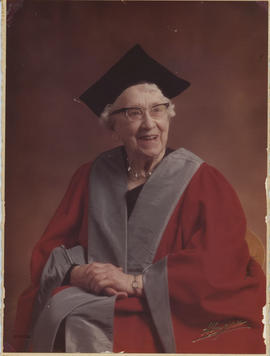 Photograph of Jean Milligan in Graduation robes following her receiving an honorary degree from t...