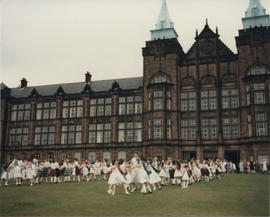 Photographs of children's teams dancing at the Jean Milligan Centenary Weekend