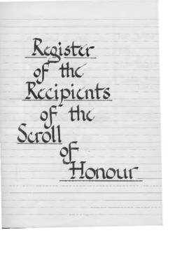 Register of Recipients of the Society's Scroll of Honour